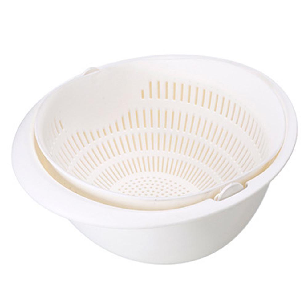 Joliannss Double Drain Basket Bowl Washing Kitchen Strainer Noodles Vegetables Fruit