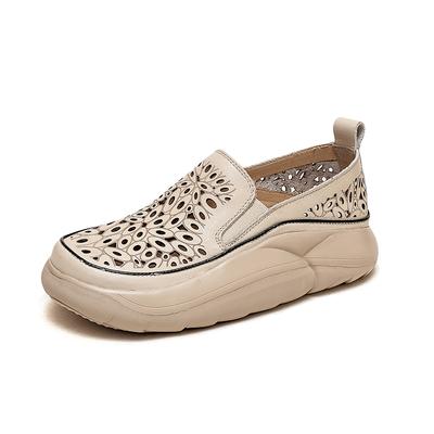 GKTINOO Женские кроссовки с перфорацией 2025 Лето Толстая подошва Смешанные цвета Натуральная коровья кожа Платформа Вулканизированная обувь