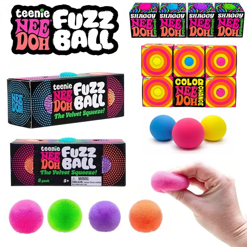 Needoh Шарик-антистресс Fuzz Ball Teenie 3 шт. Мини-игрушка для снятия стресса, сенсорная, сжимаемая, фиджет, растягивающаяся, The Groovy Glob Ball, игрушка из пушистых шариков