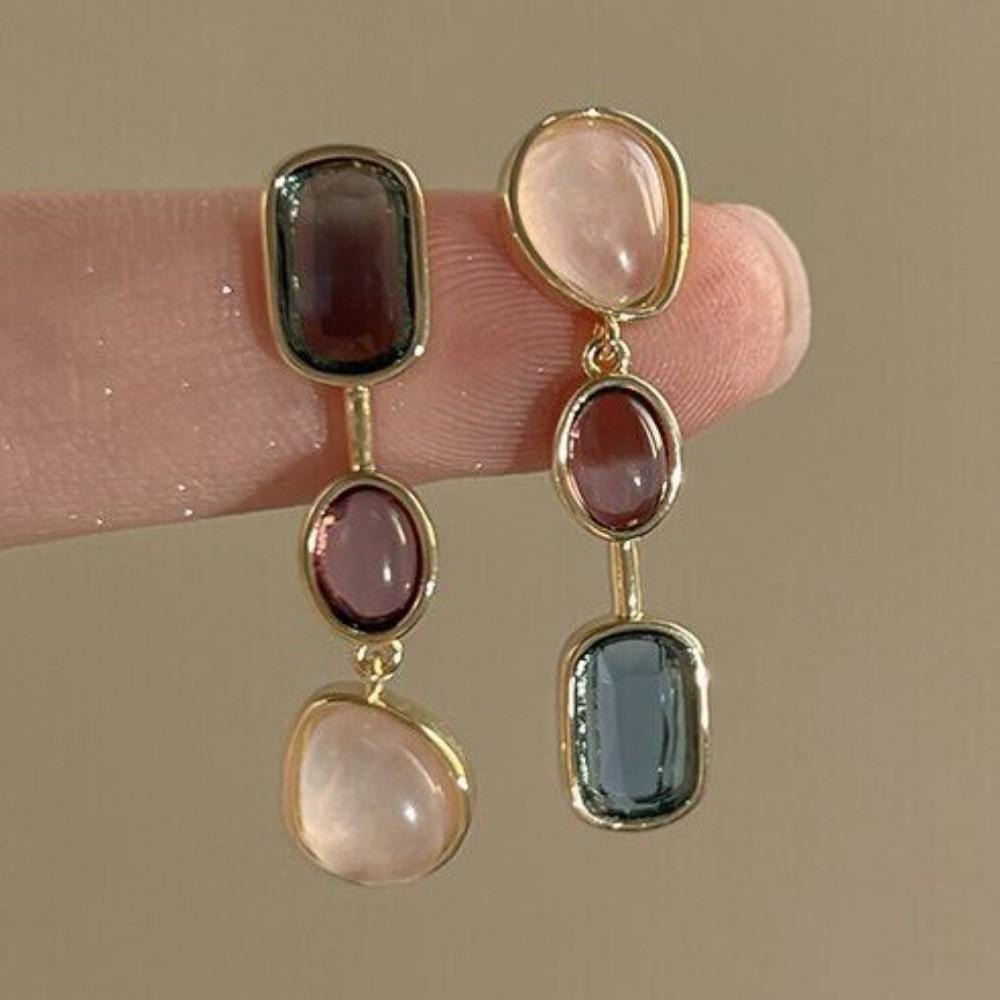 Elegant Asymmetric Earrings Zircon Vintage Earrings Gift Drop Dangle Earrings Women