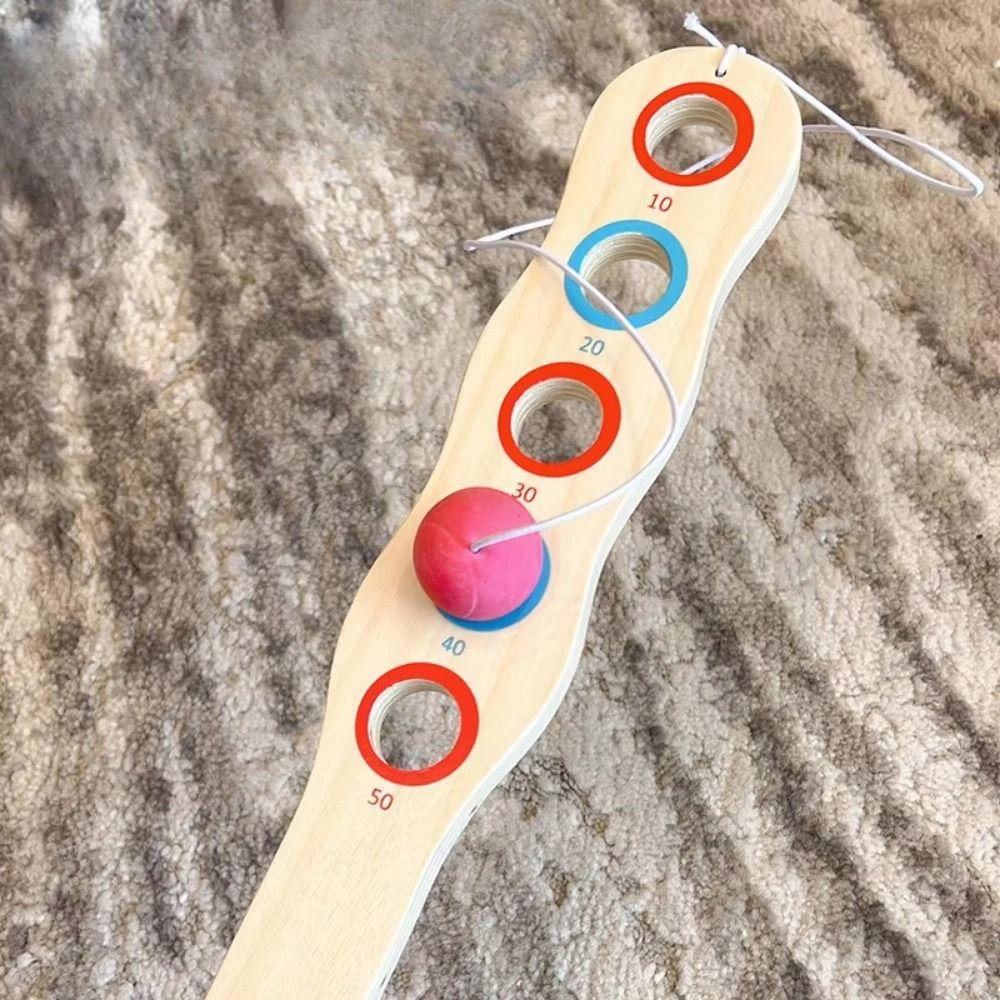 Wooden Paddle Wooden Paddle Ball Game Red Ball Rebound Ball Game Interactive Toy