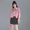 Стильная розовая короткая тонкая куртка для женщин, корейский дизайн верхней одежды