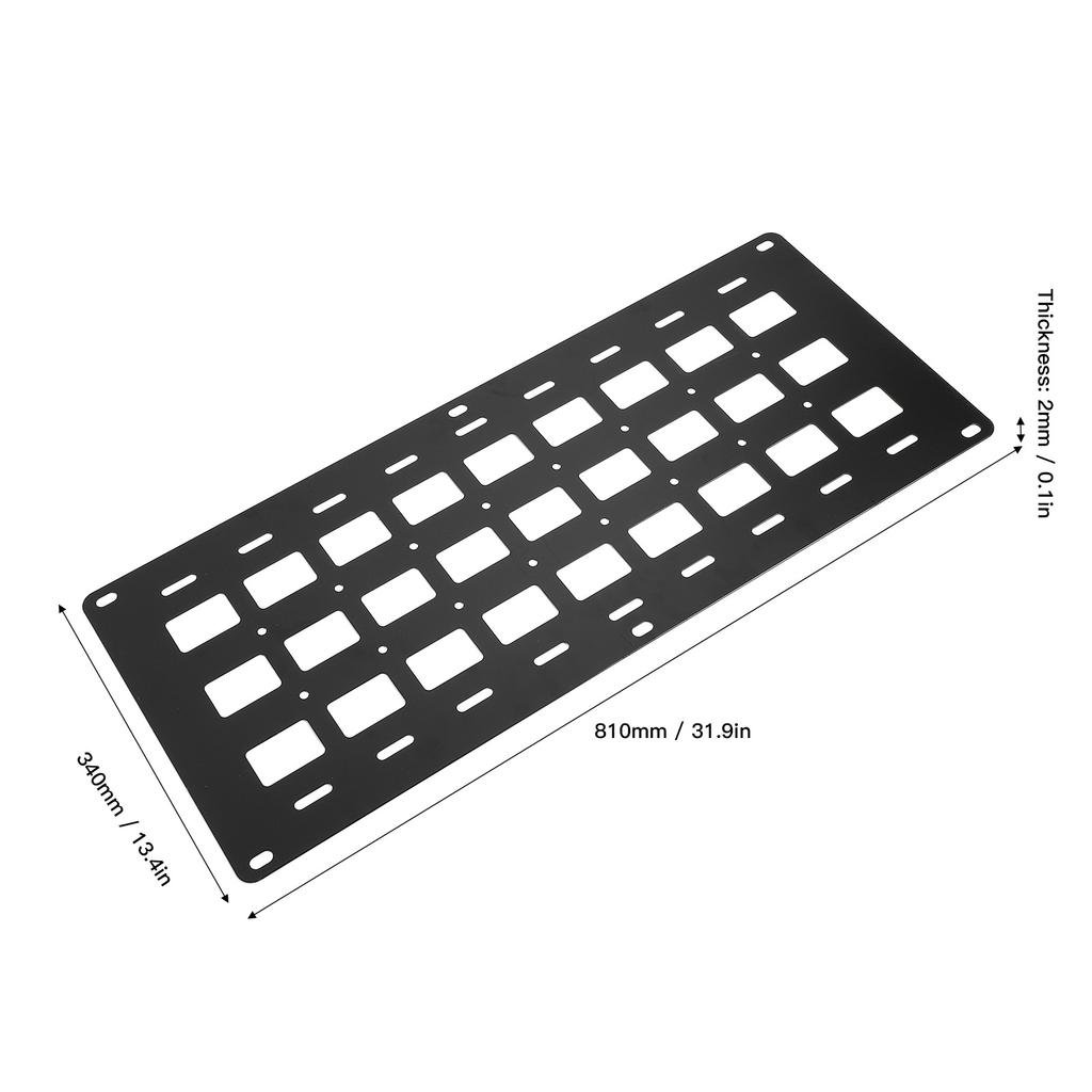 Панель Molle для кузова грузовика 810 x 340 x 2 мм Многофункциональная с крепежной базой, шпилькой, L-образной рейкой, органайзер для хранения, панель для хранения в кузове грузовика