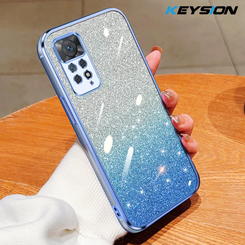 KEYSION Роскошный чехол-бампер с покрытием и блестками для Redmi Note 11 Pro 11S 5G 11 Pro+ 5G, прозрачный, из мягкого ТПУ, противоударный