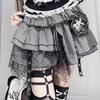 Корейские девушки Kawaii Punk A-силуэт Мини-юбка Harajuku Vintage Black White Rock Cake Юбки Y2K Кружевные бальные платья Skater