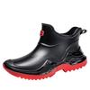 Fashion New Short Men's Rain Shoes Outdoor Thick-soled Non-slip Water Shoes PVC Construction Site Waterproof Overshoes Solid Color Rain Boots