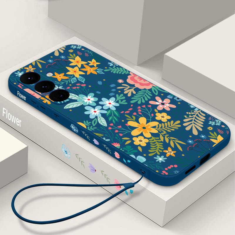 Чехол с цветочным узором для Samsung Galaxy S26 S25 Ultra S24 S23 S22 Plus S21 FE A15 A16 A17 A35 A36 A54 A55 A56 5G Мягкая крышка