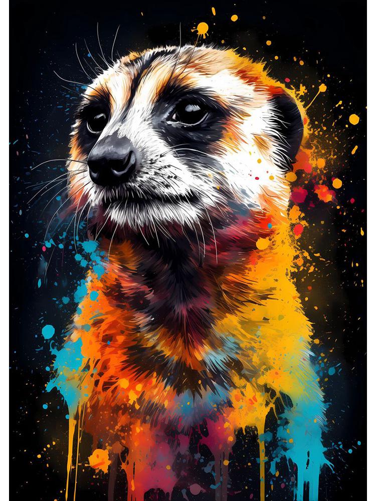 Сурикат Слон Морская Выдра Лев Красочные Животные С Капает Плакат Холст Картина Симпатичные Животные Настенное Искусство Для Комнаты Домашний Декор