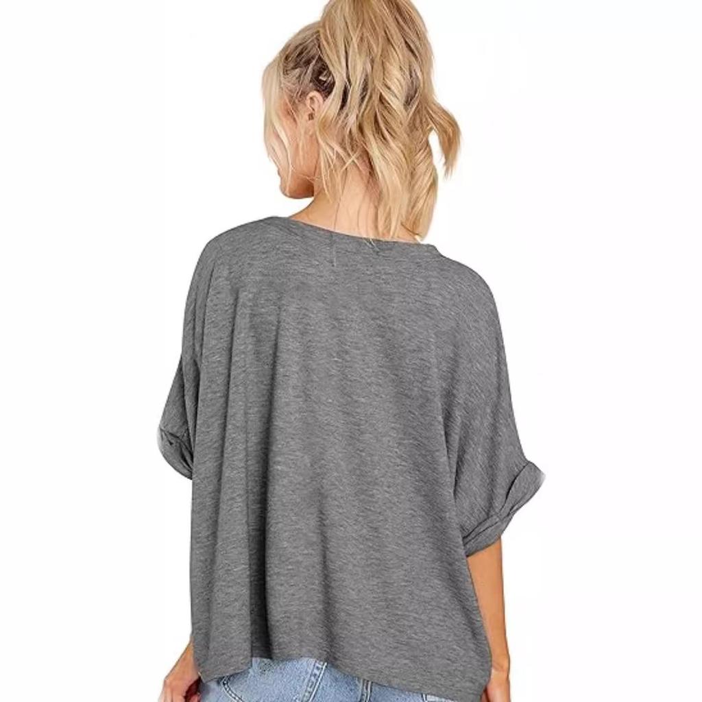 2024 Европейская и американская женская повседневная футболка большого размера с коротким рукавом свободного кроя