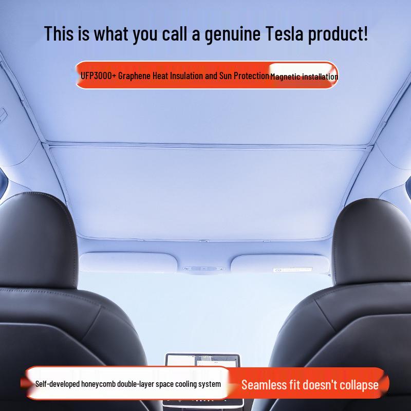 Полностью блокирующий солнцезащитный козырек из графена для люка Tesla Model 3/Y.