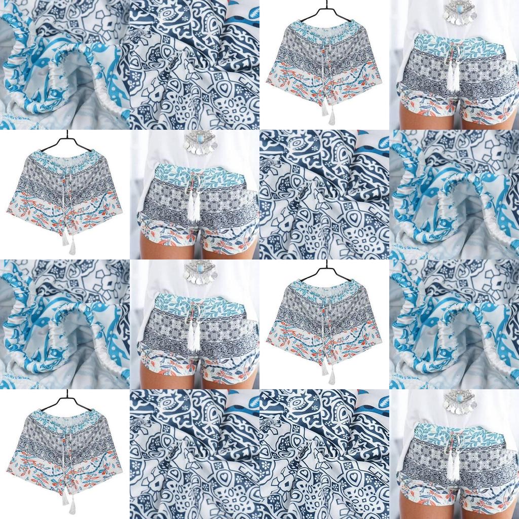 Summer Polyester Print Shorts With Tie Waist For Casual Wear