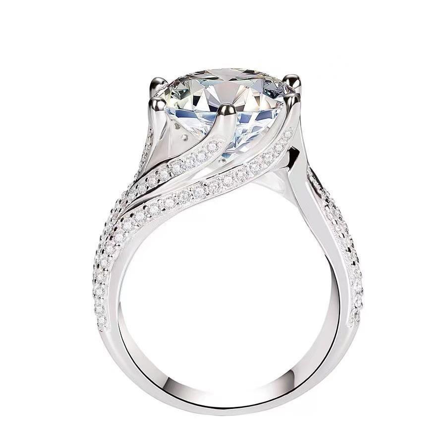5 Carat Imitation Mozzarella Diamond Six-Claw Diamond Ring, Luxury Full Diamond High-End Sense Iii Love Ring, Women