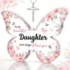 2pcs/set,1pc Cross Necklace & 1pc Acrylic Plaque,Gifts For Daughter,Motivational Gift For Sister Friends, Halloween Gifts, Thanksgiving Gifts