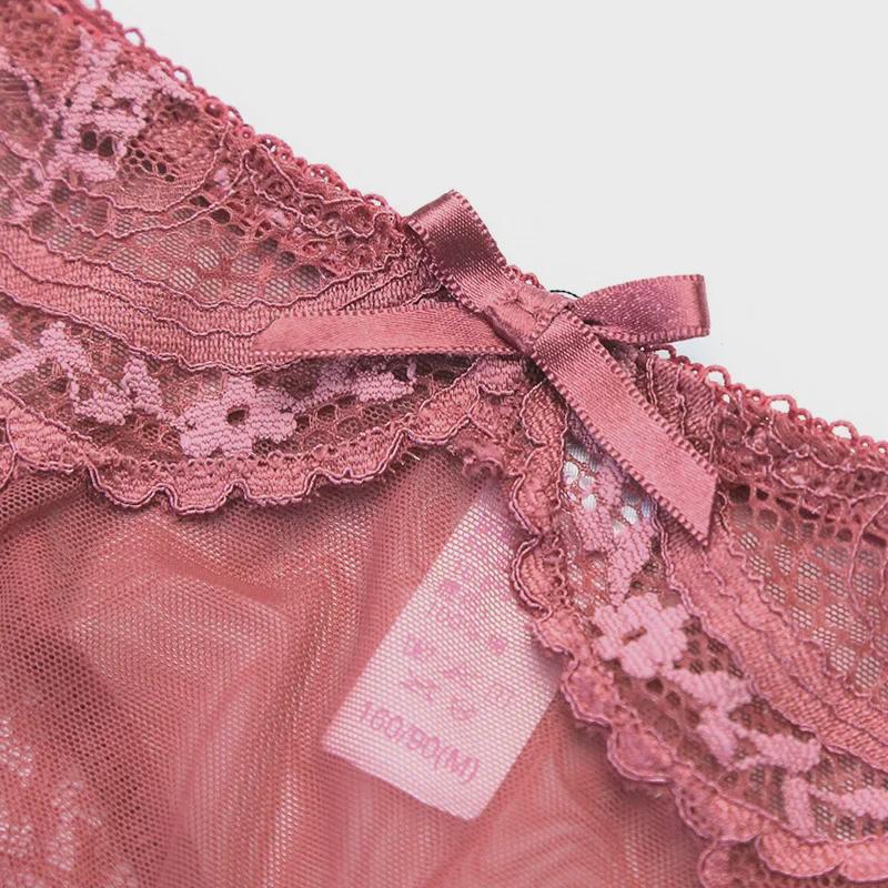 Red Lace Mid-Waist Sexy Panties for Women, Plus Size, Seamless Design