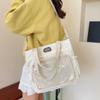 Large Capacity Itabag Zipper Canvas Shoulder Bag Portable Transparent Pocket Handbag  Women