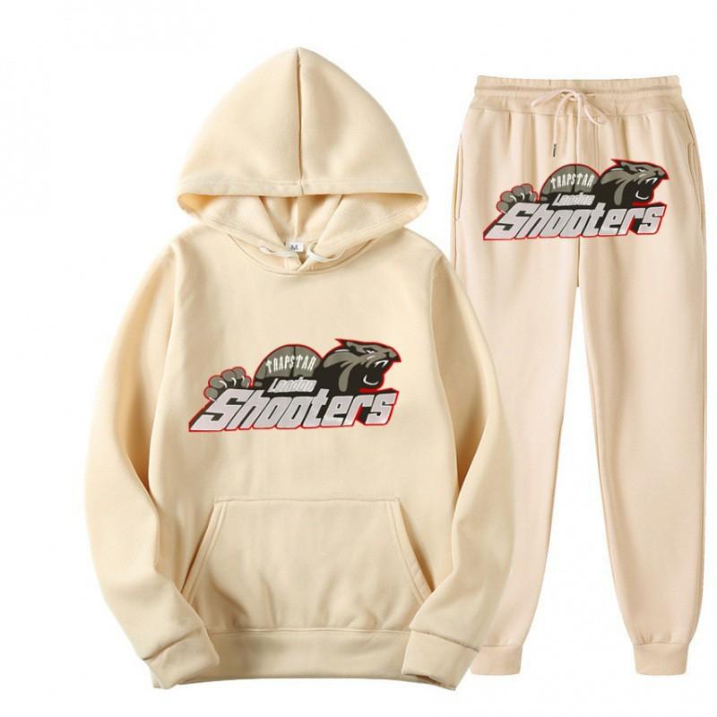 Mens Hooded Streetwear Tracksuit Set - Black Red Tiger Print Long Sleeve Top Jogger Pants Thick Casual Outfit