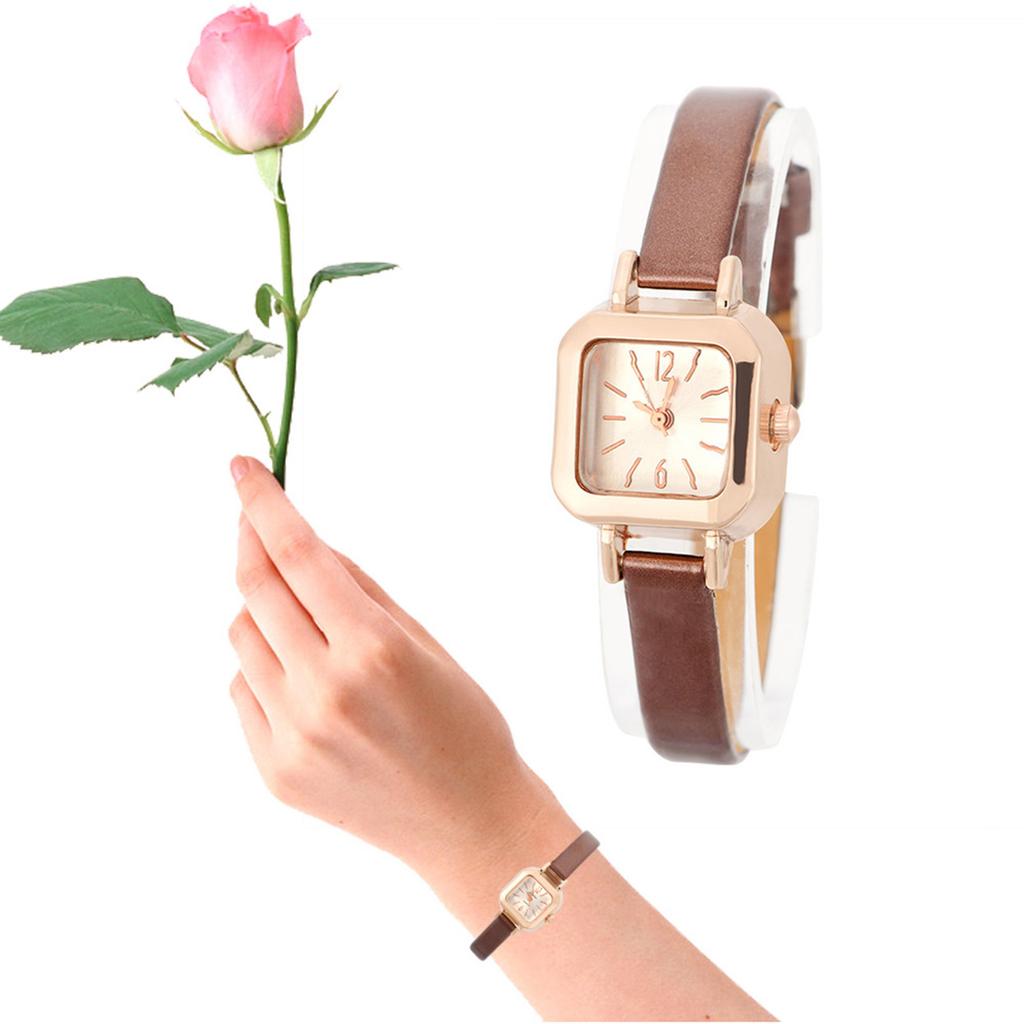Модные женские кварцевые наручные часы с аналоговым ремешком из искусственной кожи (коричневый)