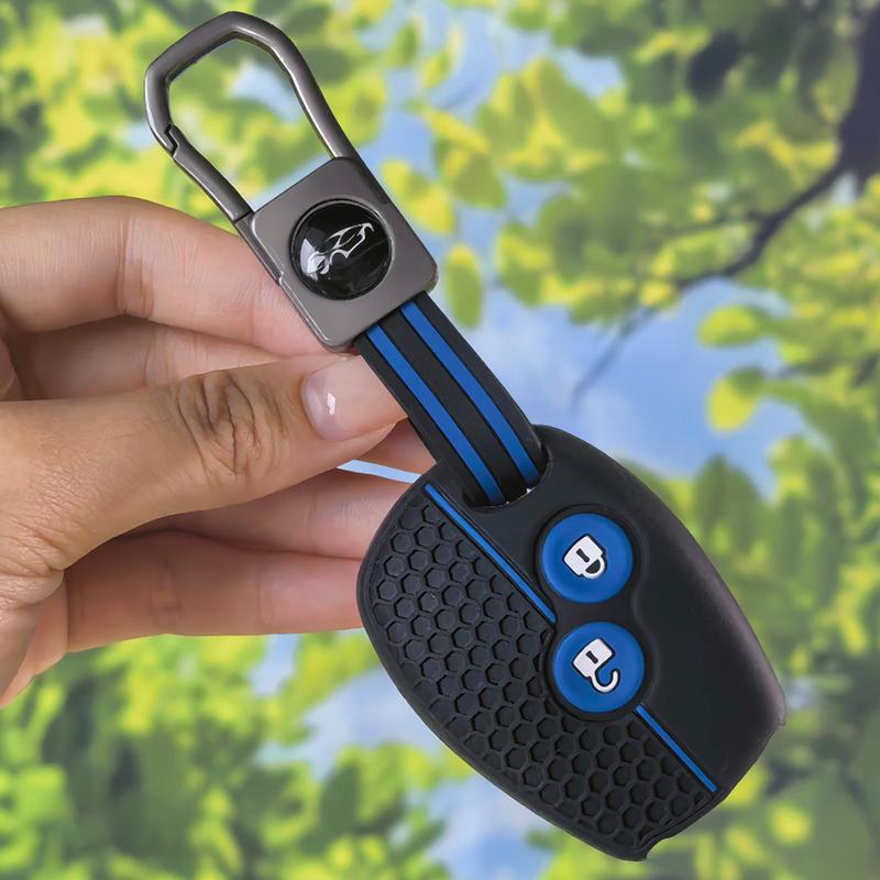 Elastic Key Protector With Keychain, Honeycomb Grip Silicone Shell For Renault Megane Laguna Duster Logan Clio Dacia Sandero