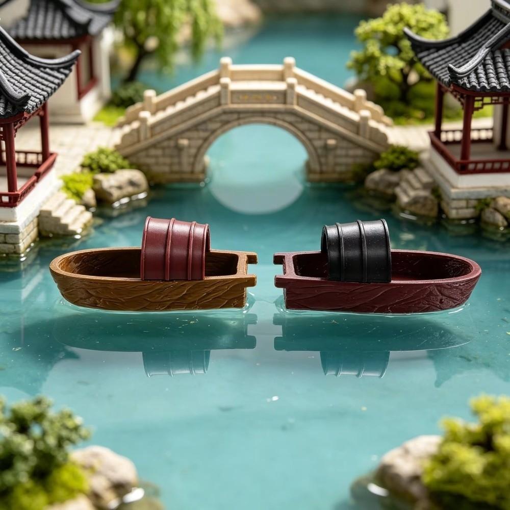 Ancient Style Floating Boat Fisherman Ornaments Plastic Fish Tank Ornaments Office Decor