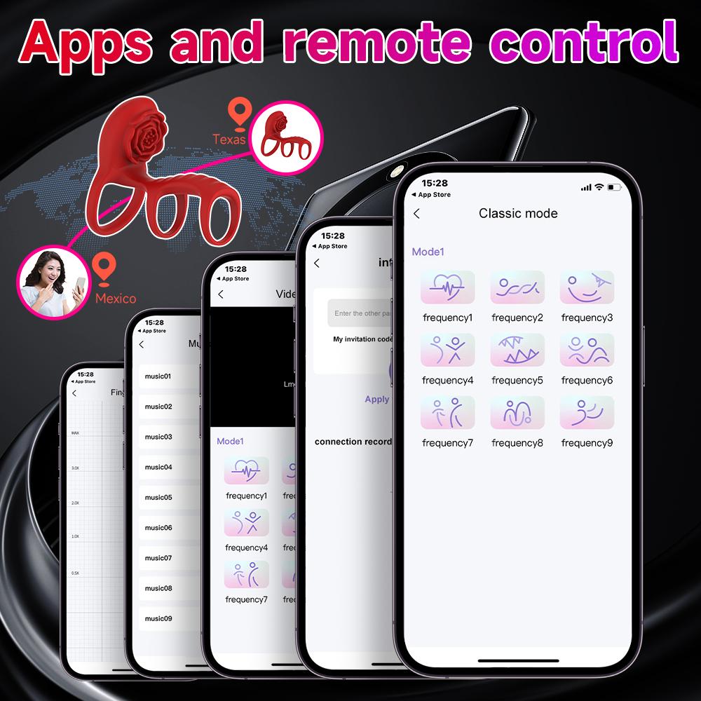 APP Беспроводной пульт 3 В 1 Розовое вибрирующее кольцо на член Задержка эякуляции Стимулятор клитора Стимуляция точки G Силиконовая взрослая секс-игрушка для пар