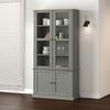 VidaXL VIGO Glass Display Cabinet Grey 85x35x170 Cm Solid Pine Wood 353195