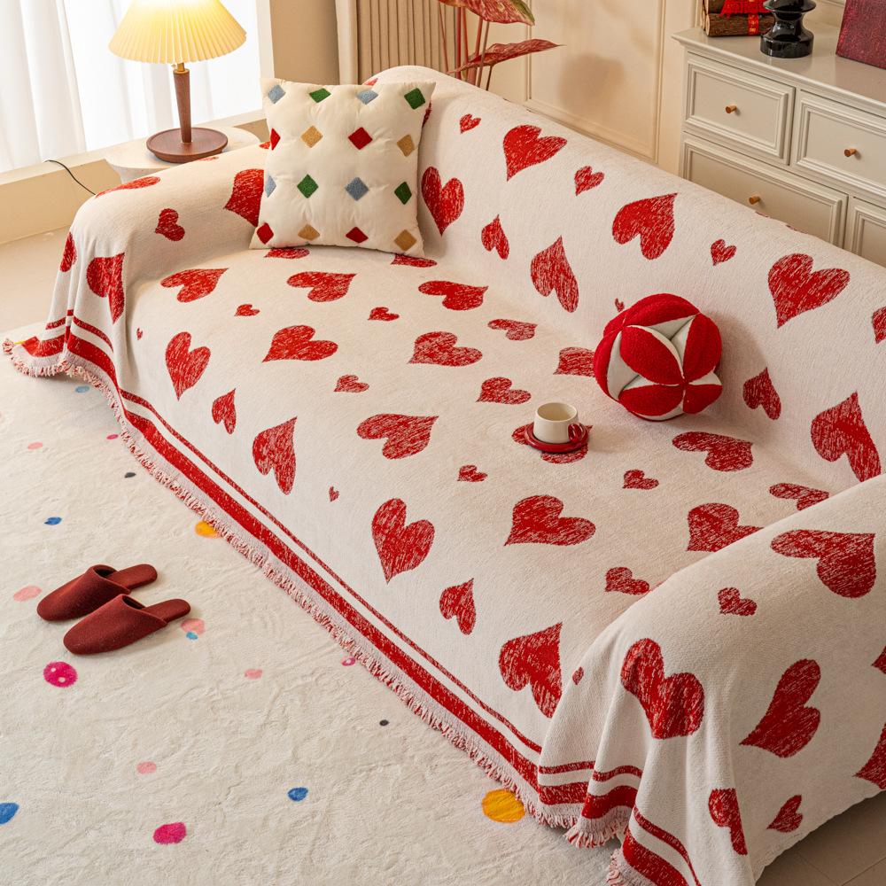 Sofa Cover Chinese Style Red Festive Wedding Decoration Chenille Sofa Towel Furniture Dust Cover Home Textile