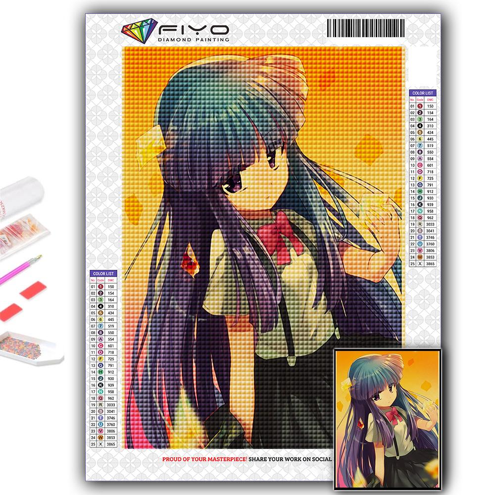 5D Алмазная картина Аниме Когда они плачут Хигураши DIY Алмазная вышивка Горный хрусталь Украшение дома