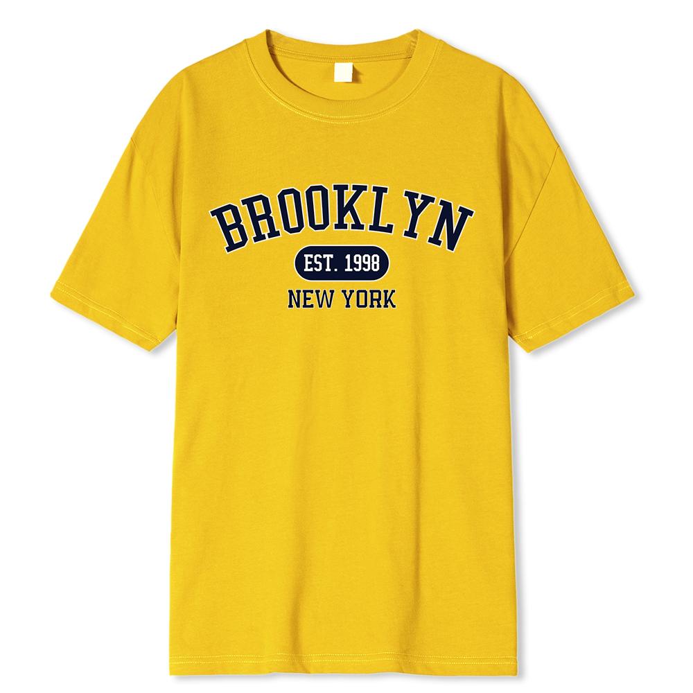 Brooklyn Est.1998 New York Printed Men T-Shirts 100% Cotton Breathable Top Fashion Harajuku Breathable T-Shirt