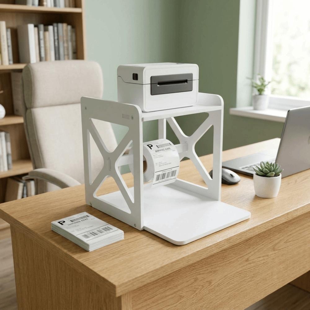 Layered Partition Design Label Printer Storage Rack Desktop Organization