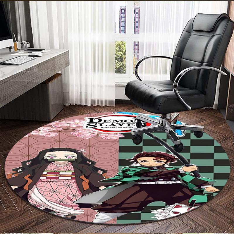Demon Slayer Print Round Rug, Washable Floor Carpet, For Entryway Dorm Laundry Room Office Study, Home Decor Birthday Christmas Gift