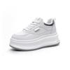 2024 Spring Women's White Leather Sneakers - Heightened, Thick-Soled, Wedge Heel, Casual, Comfortable, and Stylish