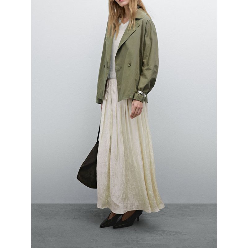 Za2025 Summer New Women Clothes Versatile Drape Elegant Mid-Length Pleated Skirt 05299584 250