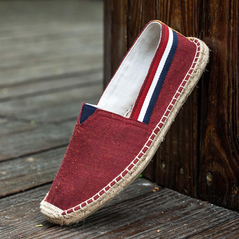Летние новые льняные мужские повседневные туфли ручной работы, плетеные туфли для рыбалки, модные повседневные эспадрильи на плоской подошве, обувь для вождения667
