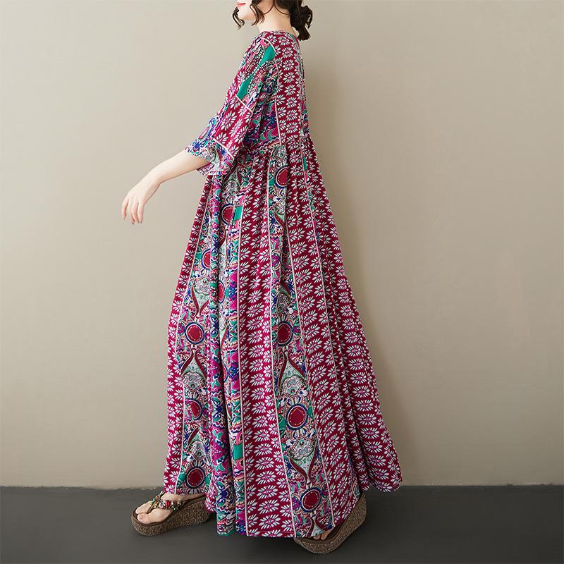 DIMANAF Plus Size New 2025 Women Summer Dress Basic Linen Beach Casual Long Fashion Loose Vintage Dress