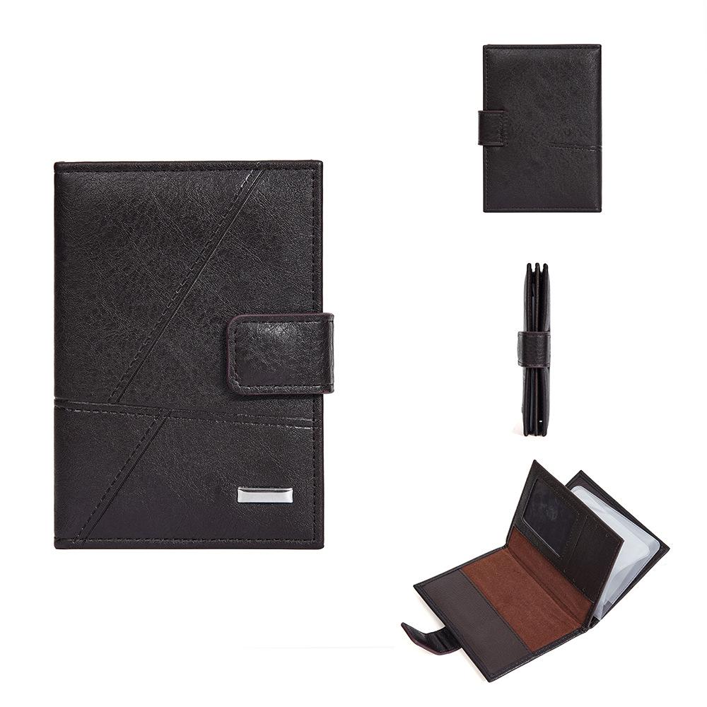 Men's Medium-Length Pu Leather Wallet with Multiple Card Slots Multi-Function Billfold Credit Card and Passport Holder