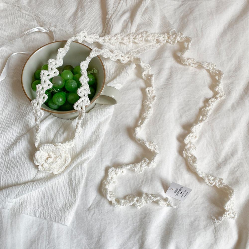 Thin Rose Flower Shawl Wool Long Narrow Scarves Soft Flower Knitted Scarf  Ladies