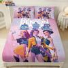 3pcs K-Pop Demon Hunters Print Coreless Bed Sheet Set Multiple Sizes Soft Bed Cover Bedroom Bedding Decoration Machine Washable