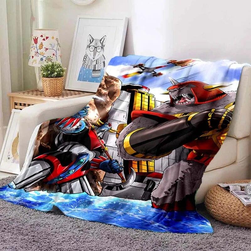 G-Goldorak Pattern Print Flannel Blanket,for Couch, Bed, Sofa, Office-Soft and Soothing Printing Blanket For All Season