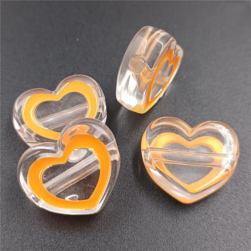 4pcs Acrylic Transparent Drip Oil Love Beads DIY Handmade Material Jewelry Phone Case Accessories