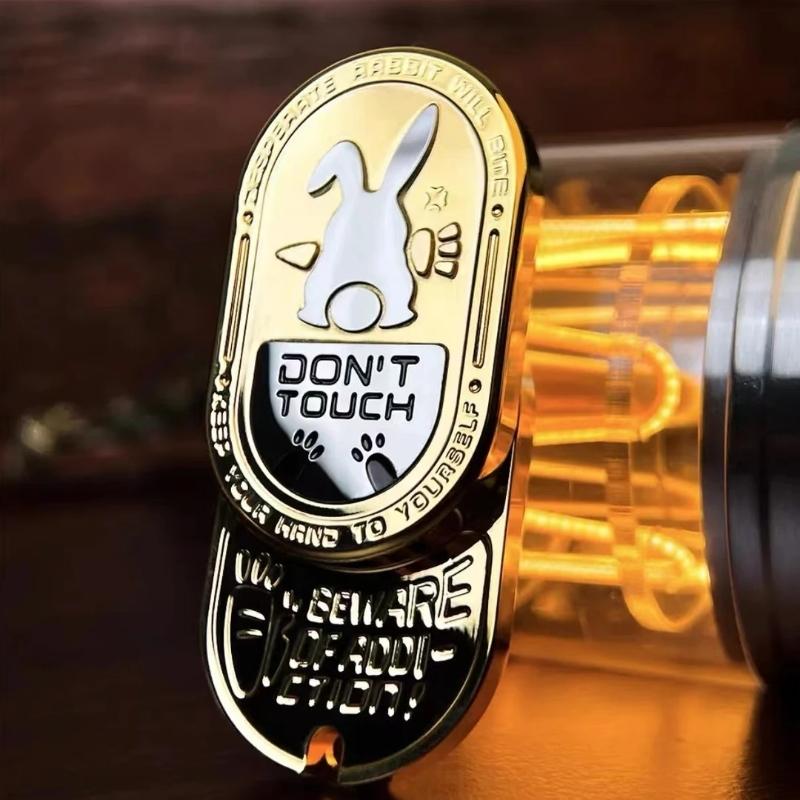 Edc Мультяшный Кролик Узор Антистресс Толкающая Карточка Снятие Напряжения Тактильный Хрустящий Звук Металлический Толкатель Слайдер Снятие Стресса Игрушка для Кончиков Пальцев