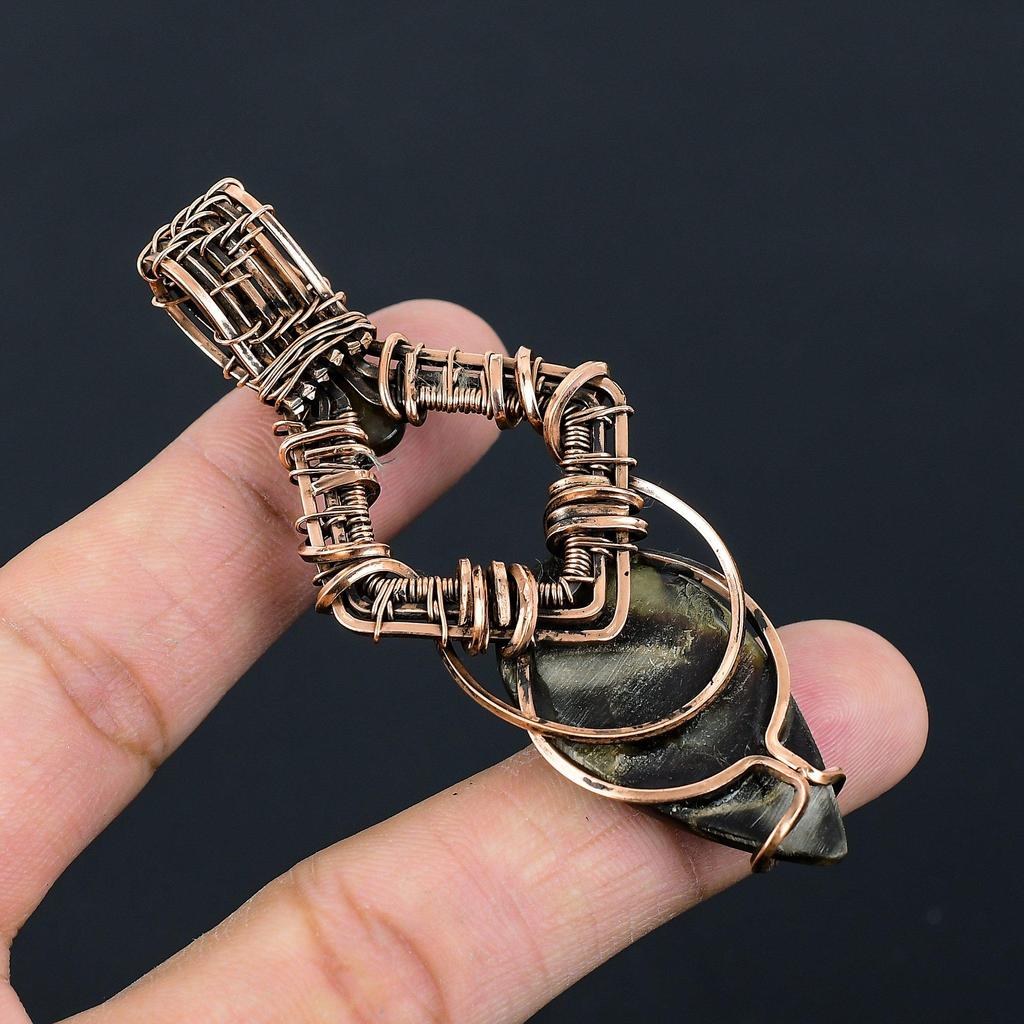 Септарий, лабрадорит, драгоценный камень, чистая медная проволока, обернутая ювелирным кулоном ручной работы для подарка