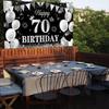 70 Birthday decoration for men and women 70 Happy Birthday Banner Large Black silver Birthday Background Banner 70 Week Commemorative Birthday Party