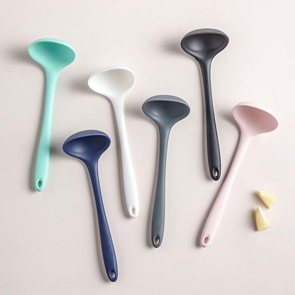 Heat Resistant Curved Handle Non-stick Dinnerware Tableware Soup Ladle Serving Spoon Scoop