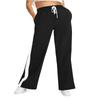 Side-seam White Stripe Oversized Straight-leg Casual Pants Loose Athletic-style Elastic Waistband with Drawstring Casual Pants