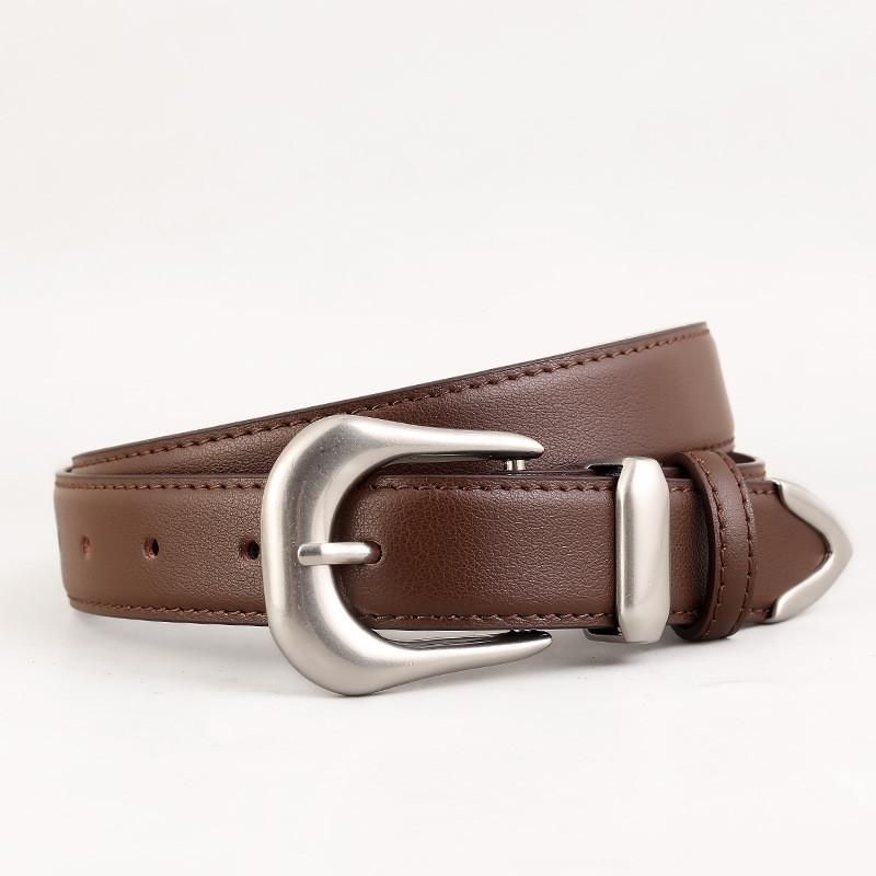 Leather Womens Belt Simple Design Versatile Dress Pants With Pin Buckle For Work And Casual