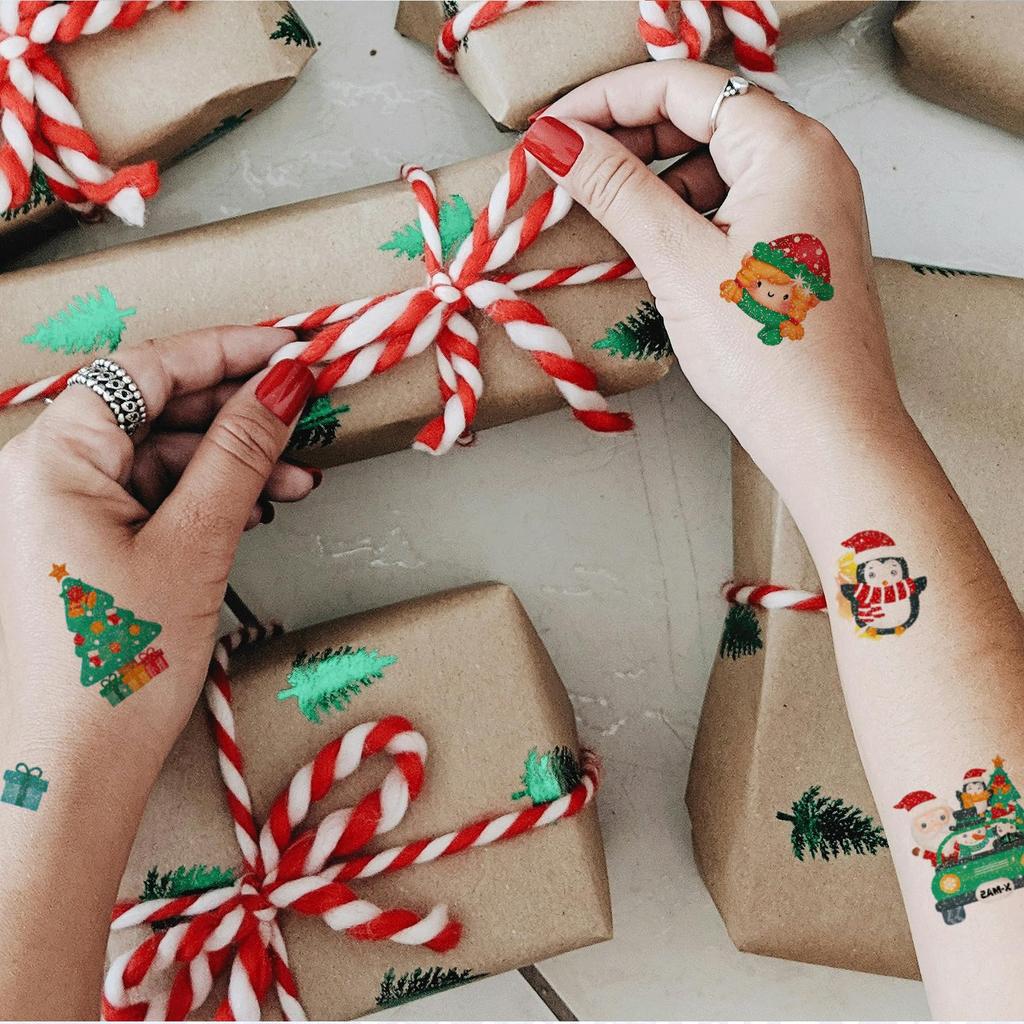 FANOSHONLTD наклейки для татуировок Рождественские блестки для детей Милые наклейки для лица 16 рук Шея Грудь Руки Ноги Дети День рождения Поощрительные наклейки Косплей