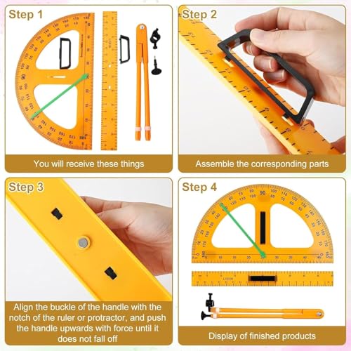 Teaching magnetic geometry drawing set large triangular ruler protractor blackboard demonstration teaching aids 5-piece set