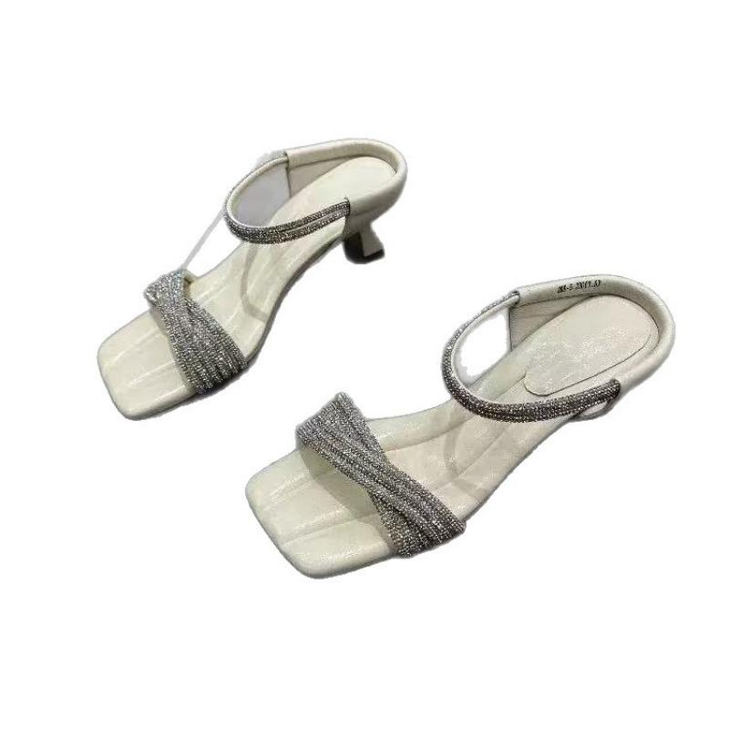 Слово из стразов с крутыми шлепанцами женская летняя одежда красивые высокие каблуки шпильки высокие каблуки крутые шлепанцы