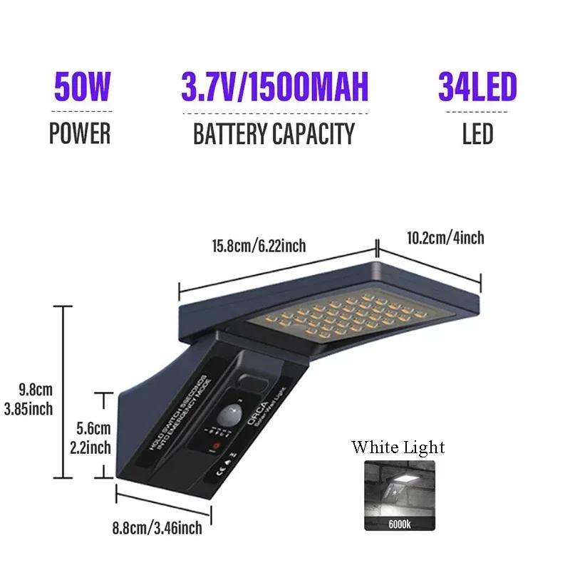 Solar Outdoor Lamps Garden Wall Motion Sensor Street Lawn Light IP 65 Waterproof Warm White Courtyard Solar Power Spotlighting