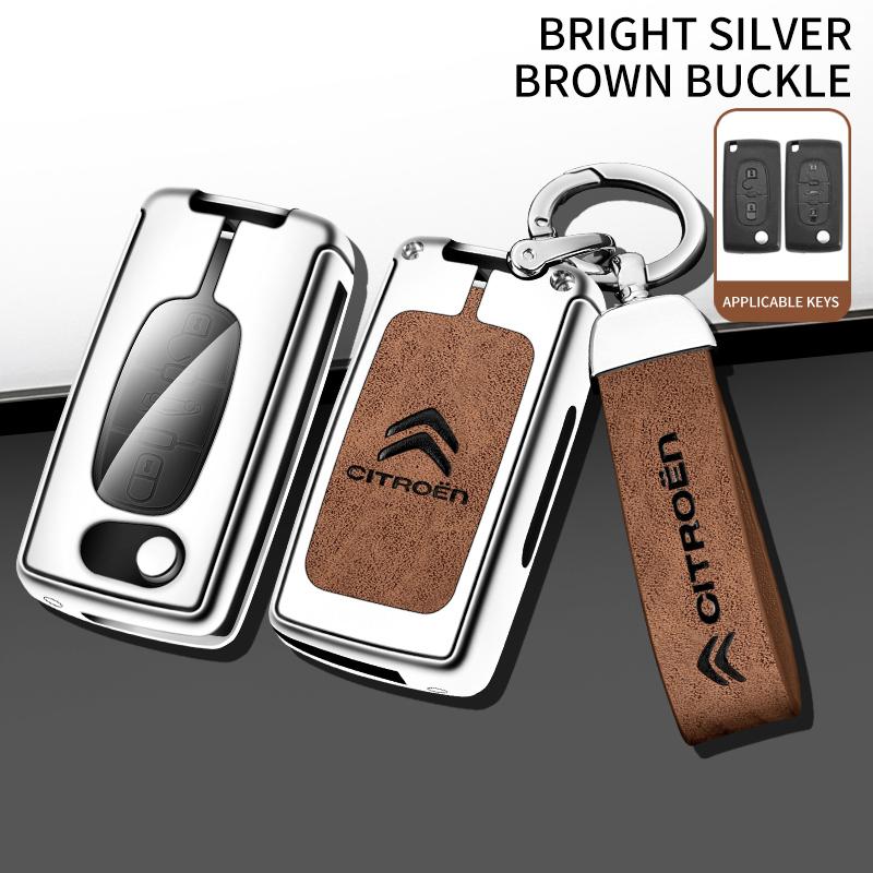 Zinc Alloy Leather Car Flip Remote Key Case Cover Protector Shell Fob durable For Citroen Xsara Picasso C5 C6 C8 Accessories alz123